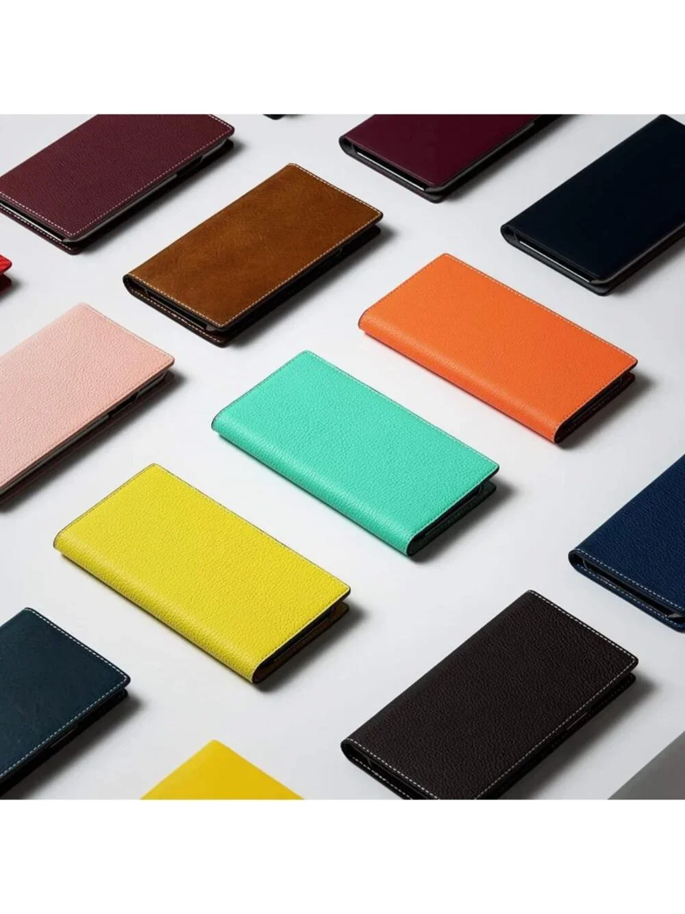 Handcrafted Neon Leather Wallet Case for iPhone 13 Pro Max - Card Holders & Cash